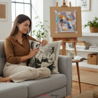 Vỏ tựa lưng họa tiết phụ nữ hút thuốc